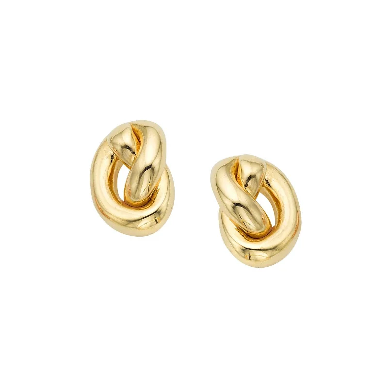 Ladies uneven edge earrings -14K Yellow Gold Amore Knot Stud Earrings ER8513