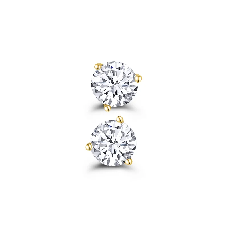 Ladies team spirit earrings -14K Yellow Gold Round Martini Diamond Earrings