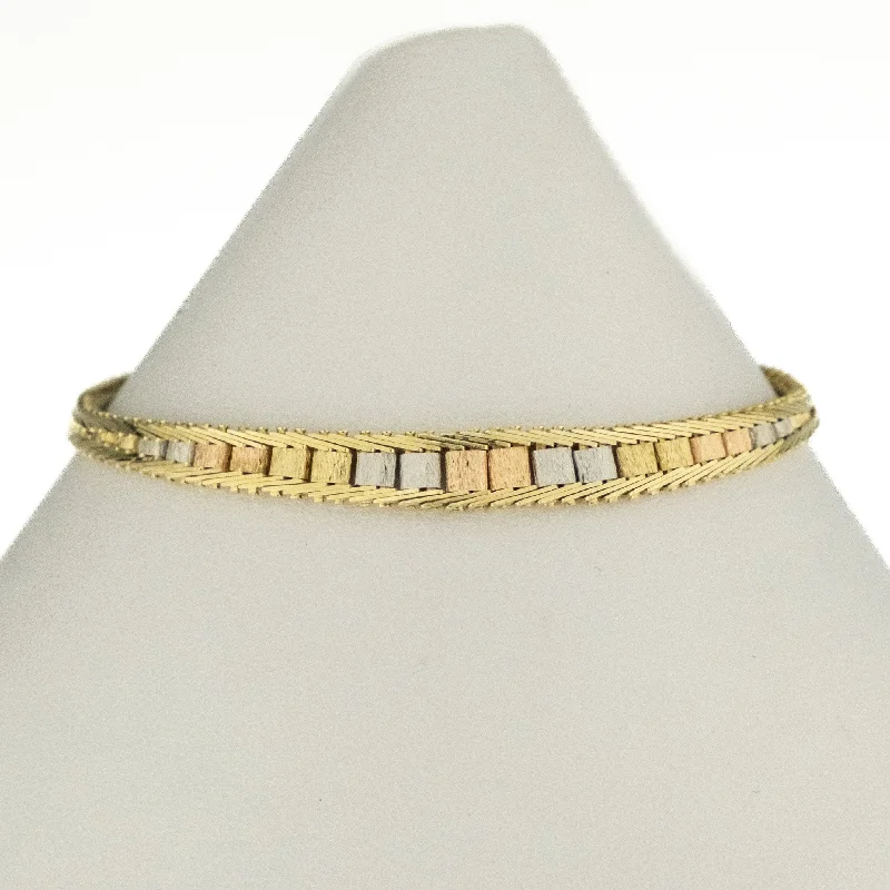 bohemian style bracelets for women -Gold Fashion Bracelet 7.5" in 14K Three Tone Gold