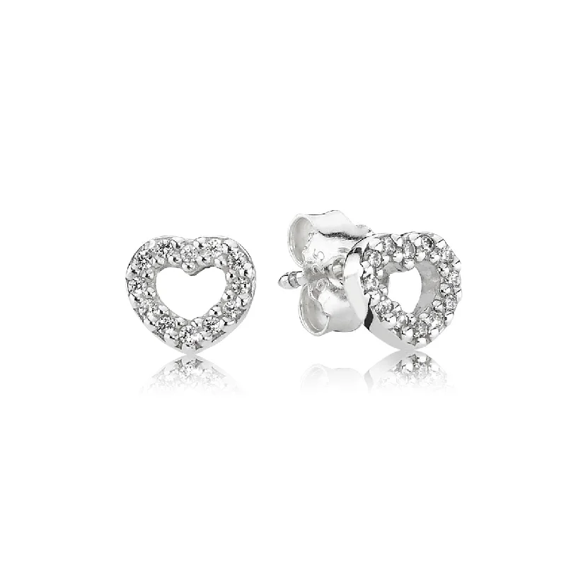 Ladies sweet pink earrings -PANDORA Be My Valentine Stud Earrings in Clear CZ