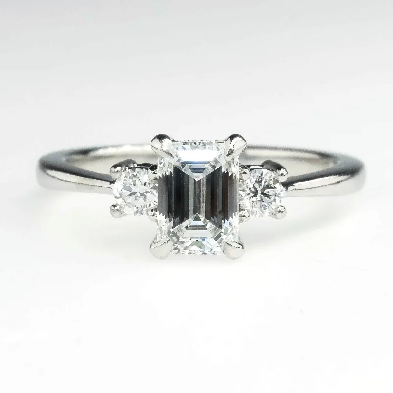 Ladies timeless vintage wedding rings -GIA 0.60ct VVS1/E Emerald Diamond Accented Engagement Ring in Platinum