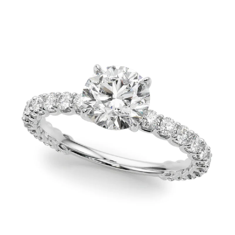 Ladies exotic eastern wedding rings -Single Row Diamond Engagement Ring