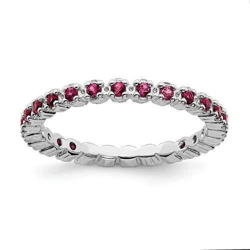 Ladies calm blue rings -Sterling Silver Stackable Expressions Ruby Eternity Ring