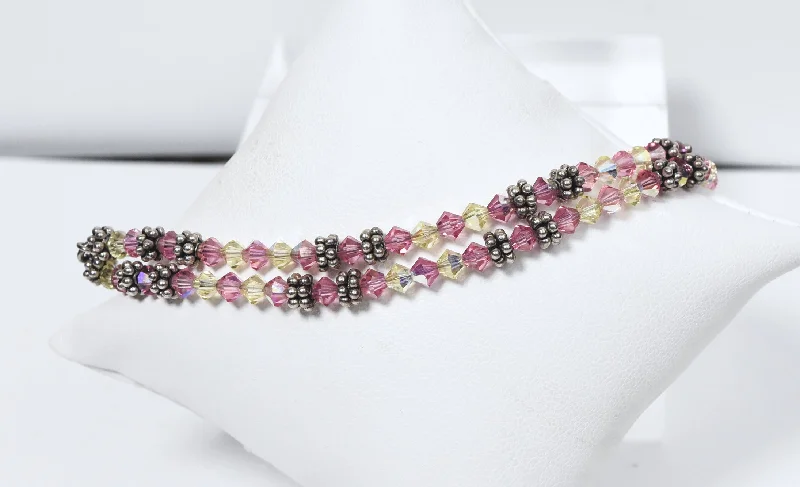 stylish silver bracelets for women online -Elyse Ryan - Double Strand Beaded Sterling Silver Bracelet