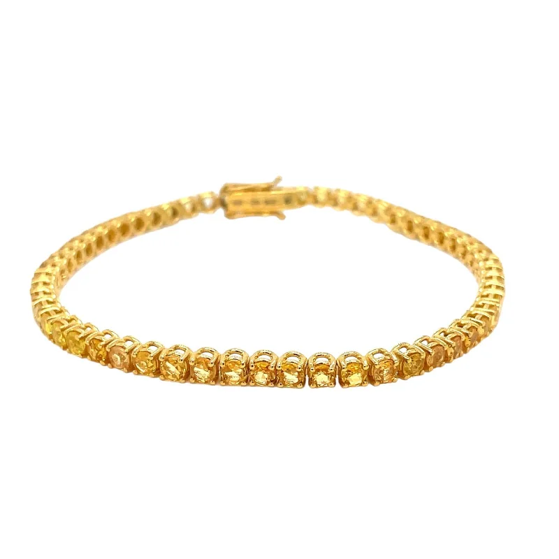 tassel end bracelets for women -CTW 6.5 Natural Yellow Sapphire Gold Tennis Bracelet