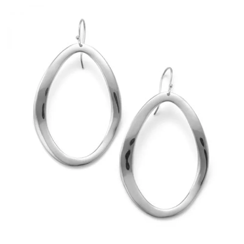 Ladies braided weave earrings -Ippolita Classico Wavy Oval Drop Earrings in Sterling Silver