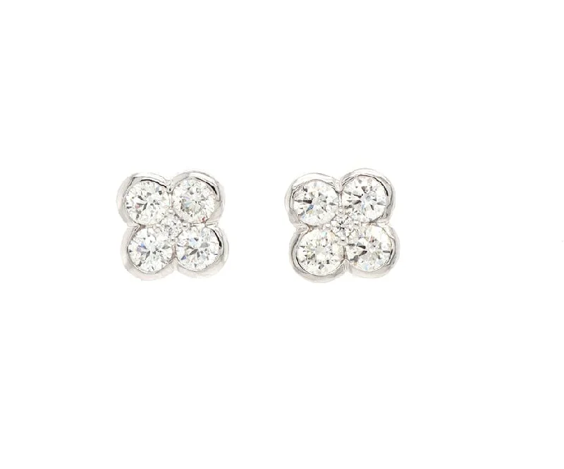 Ladies eye-catching bold earrings -New 1.14ctw Diamond Bezel Set Flower Stud Earrings in 14K