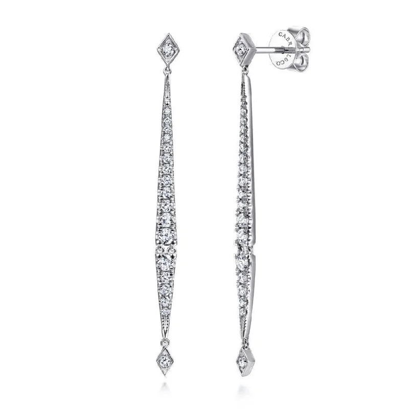 Ladies anchor gleam earrings -Gabriel & Co. - EG13632W45JJ - 14K White Gold Long Diamond Bar Drop Earrings