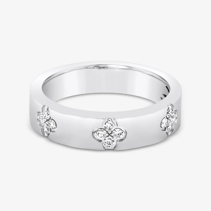 Ladies curated designer rings -Inlay Diamond Floral Ring