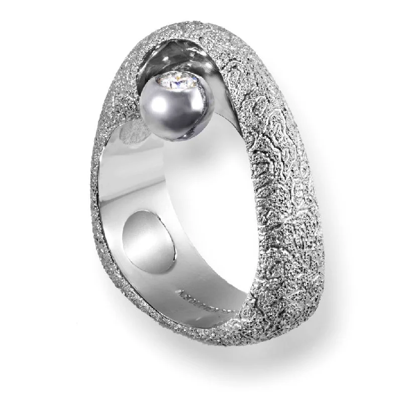 Ladies team spirit rings -White Gold Modern Art Ring with Diamond