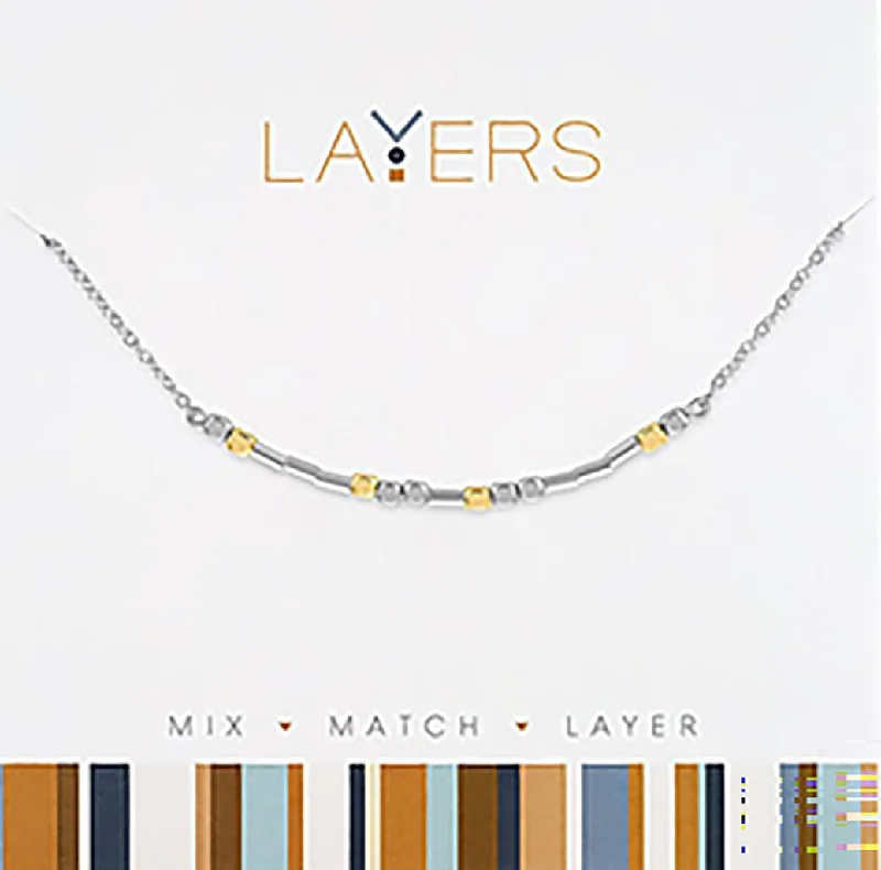 Ladies Necklaces with Ruby Shine-Center Court: Silver Two-Tone Mini Beaded Necklace