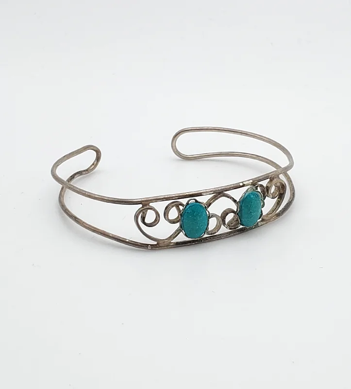 delicate bracelets for women small wrists -Vintage Delicate Handmade Turquoise Bracelet