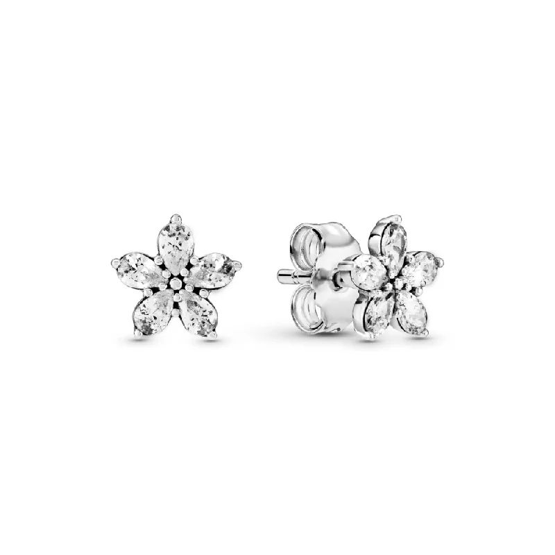 Ladies elephant trunk earrings -Sparkling Snowflake Stud Earrings 299239C01