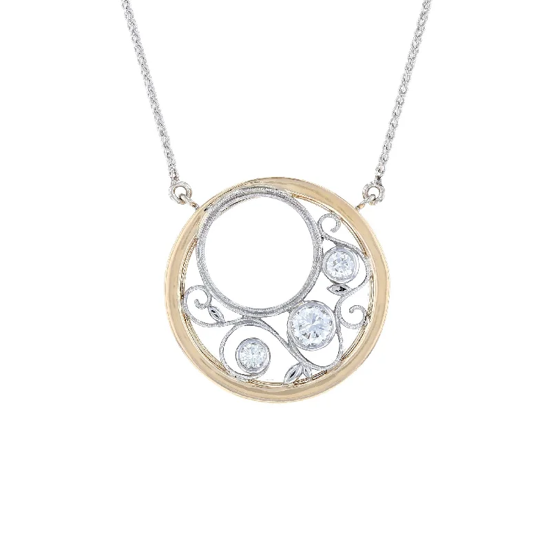 Ladies Necklaces for Sport Shine-Two Tone Filigree Circle Necklace