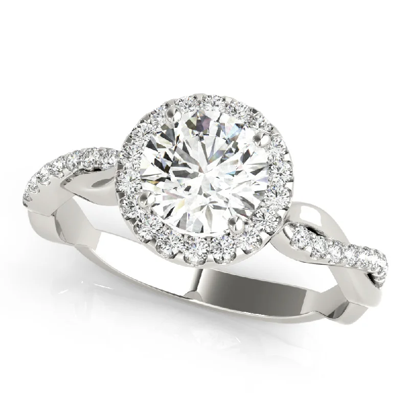 Ladies memory gleam wedding rings -Halo Diamond Engagement Ring