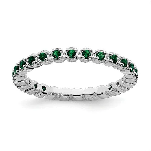 Ladies travel quest rings -Sterling Silver Stackable Expressions Emerald Eternity Ring