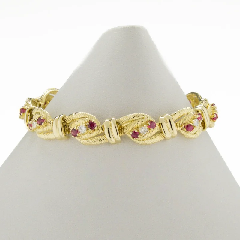 rose gold hexagon bracelets for women -2.20ctw Ruby & 1.10ctw Diamond Accented Tennis 7" Bracelet in 14K Yellow Gold