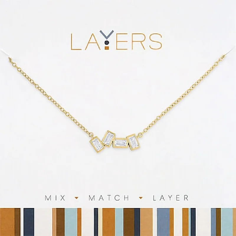 Ladies Necklaces with Cosmic Pendant-Center Court : Gold Crystal Cluster Layers Necklace