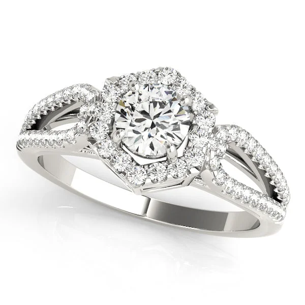 Ladies zodiac glow wedding rings -Halo Diamond Engagement Ring