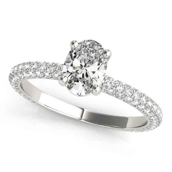 Ladies polished elegance wedding rings -Pave Diamond Engagement Ring