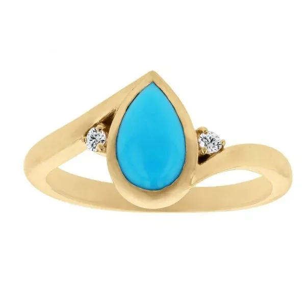 Ladies delicate eternity wedding rings -Turquoise Teardrop Engagement Ring