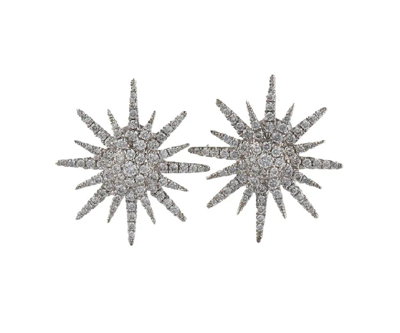 Ladies royal purple earrings -0.77ctw Diamond Starburst Stud Earrings in 18K