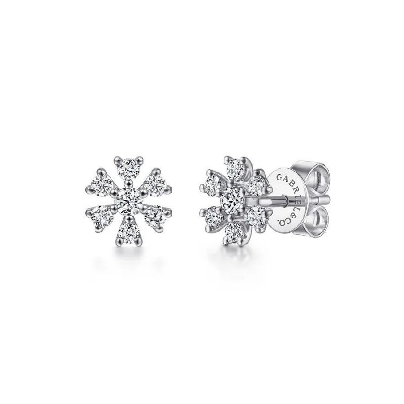 Ladies radiant Swarovski earrings -Gabriel & Co. - EG14274W45JJ - 14K White Gold Diamond Earrings