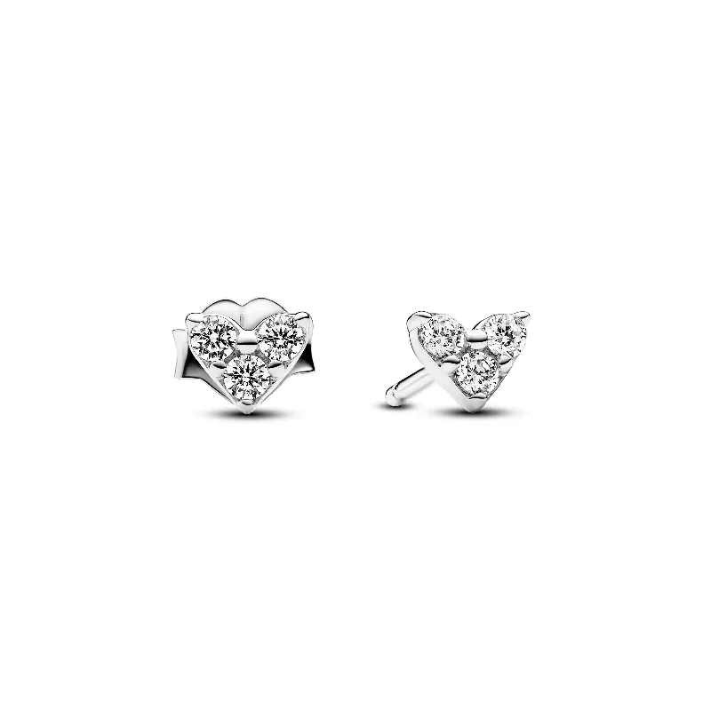 Ladies eastern mystique earrings -Pandora Triple Stone Heart Stud Earrings 293003C01