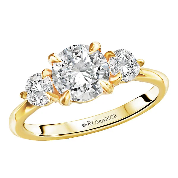 Ladies opulent gold wedding rings -3-Stone Semi-Mount Diamond Engagement Ring