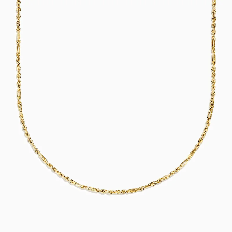 Ladies Necklaces Geometric Glow-14K Yellow Gold Figaro Rope Chain Necklace 18"