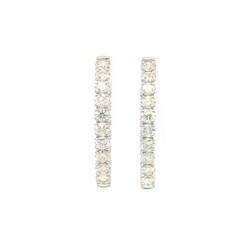 Ladies hexagonal flash earrings -New 4.05ctw Round Diamond Inside Out Hoop Earrings in 14K