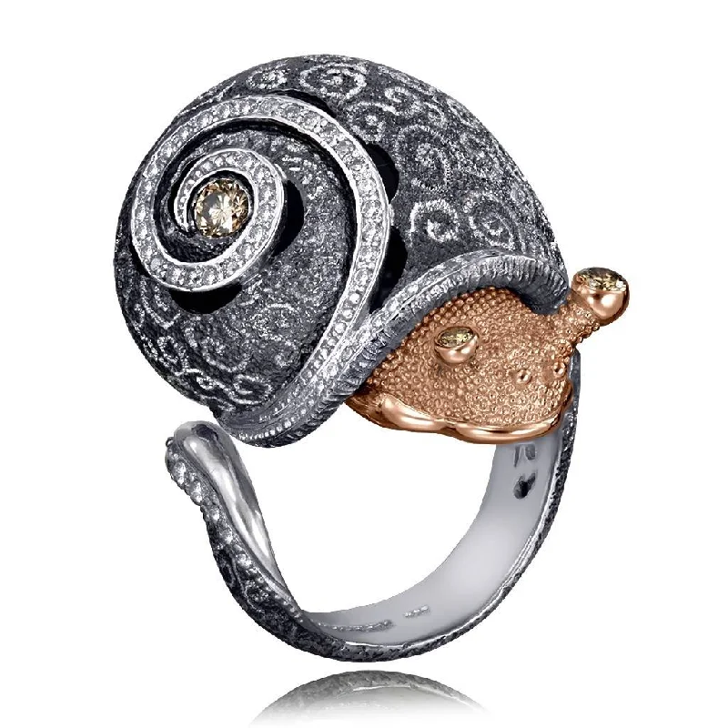 Ladies perfect balance rings -Silver & Gold Codi The Snail Swirl Ring with Diamonds