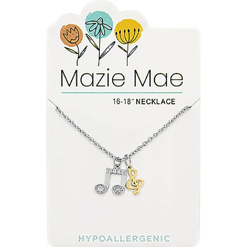 Ladies Necklaces for Friend Spark-Center Court: Silver Two-Toned Music Note Mazie Mae Necklace