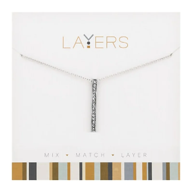 Ladies Necklaces for Beach Spark-Center Court : Silver Single Bar Layers Necklace