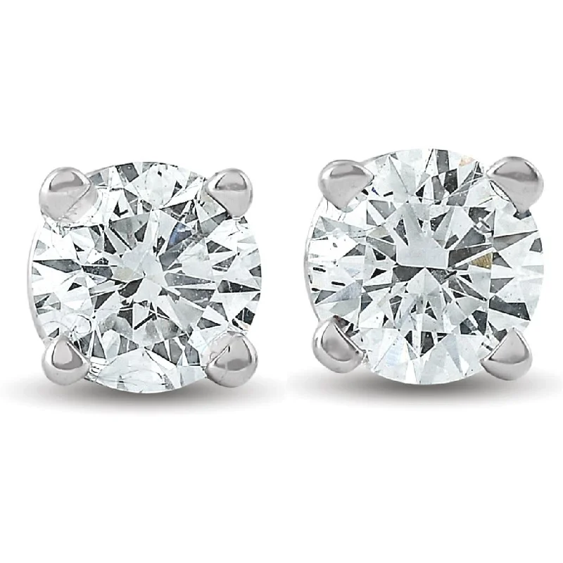 Ladies vibrant fashion earrings -14k White Gold Diamond Stud Earrings - 2.57cttw