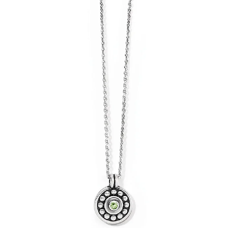 Ladies Necklaces Gift Glow-Brighton : Pebble Dot Medali Petite Reversible Necklace in Peridot (August)