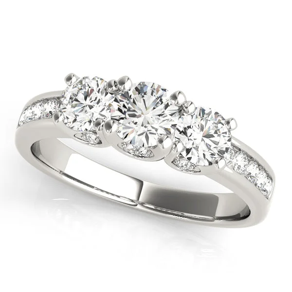 Ladies travel quest wedding rings -Three Stone Diamond Engagement Ring