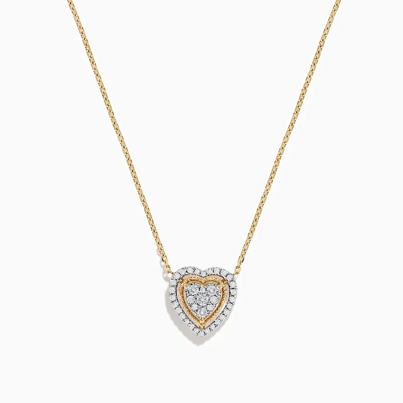 Ladies Necklaces with Coral Shine-Novelty 14K Yellow Gold Diamond Heart Necklace