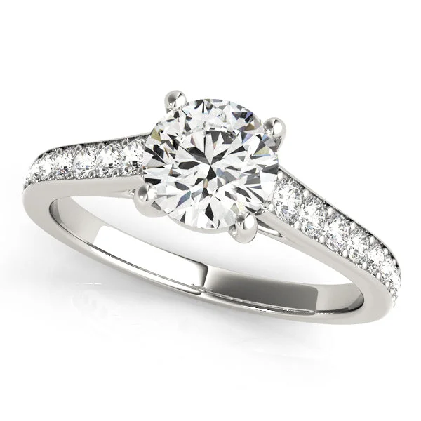 Ladies romantic heart wedding rings -Single Row Diamond Engagement Ring