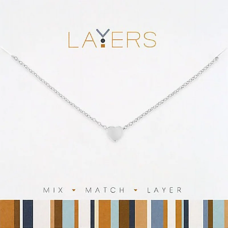 Ladies Necklaces Dual-Tone Glow-Center Court : Silver Heart Layers Necklace