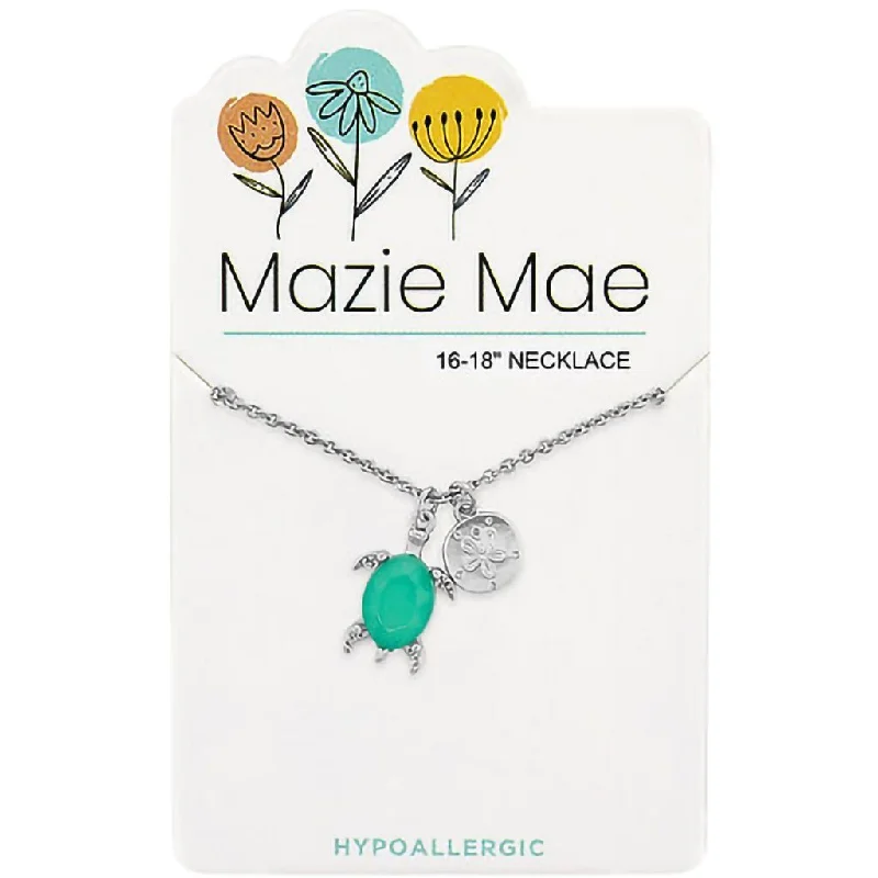 Ladies Necklaces with Silver Cassiterite-Center Court: Silver Pacific Opal Turtle & Sand Dollar Dangle Mazie Mae Necklace