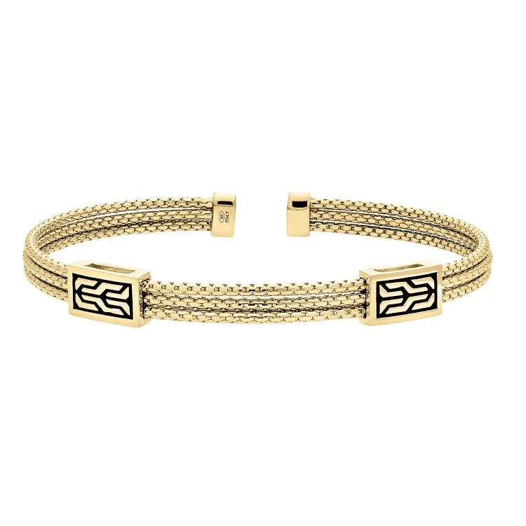 elegant charm bracelets for women gifts -Gold Vermeil Sterling Silver 3 Cable Cuff Bracelet