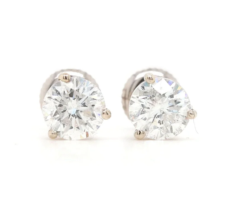 Ladies perfect balance earrings -1.02ctw Round Diamond Solitaire Stud Earrings in 14K