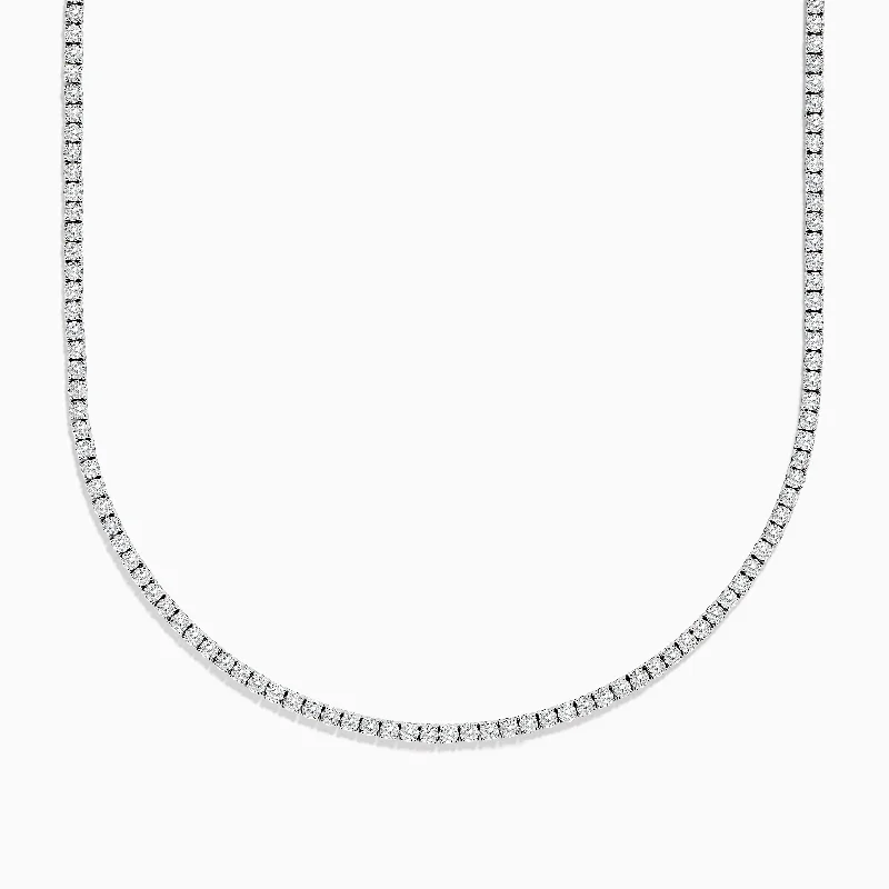 Ladies Necklaces with Yellow Herderite-Pave Classica 14K White Gold Diamond Tennis Necklace 10.51 TCW