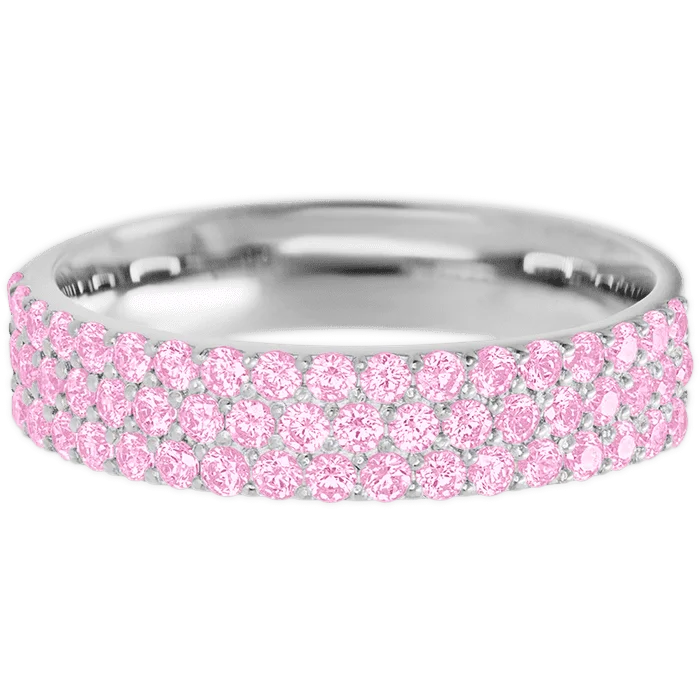 Ladies mountain ridge rings -Clarissa Style 10k White Gold Ring / Half Eternity .825 TCW of Light Pink Sapphires / Size 5.25