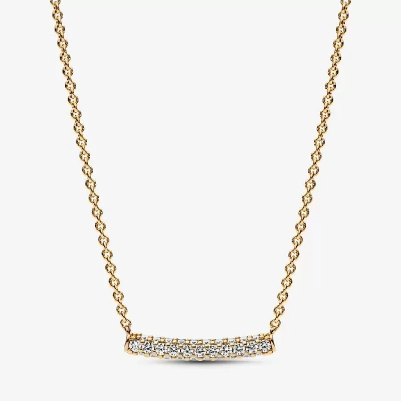 Ladies Necklaces Flexible Shine-PANDORA : Pandora Timeless Pavé Single-row Bar Collier Necklace