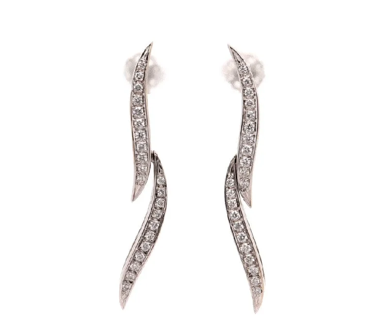 Ladies artistic abstract earrings -0.65ctw Diamond Leaf Shaped Drop Earrings in 18K