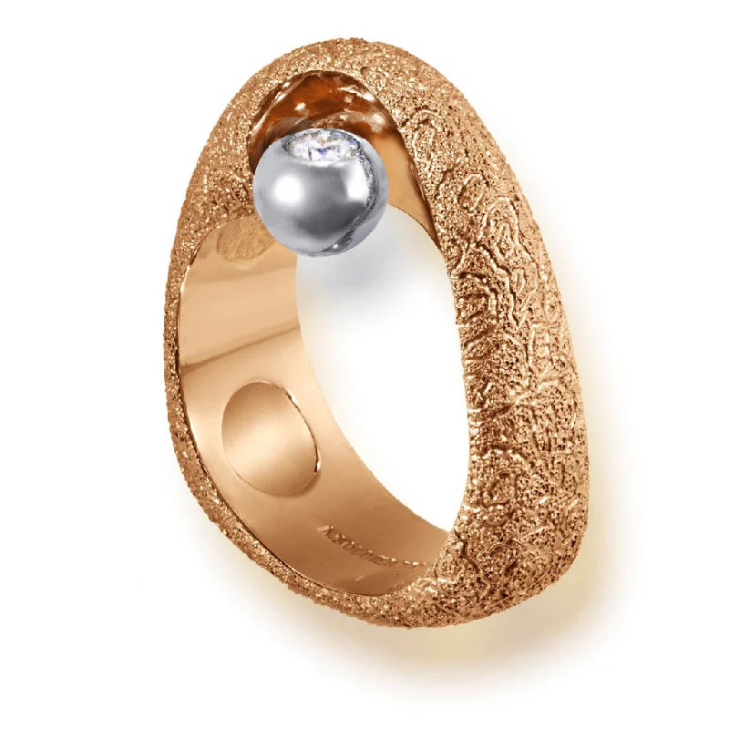 Ladies antique treasure rings -Rose Gold Modern Art Ring with Diamond