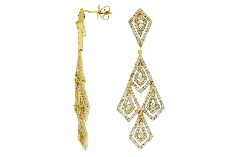 Ladies rugged charm earrings -14K Yellow Gold Diamond Dangle Earrings