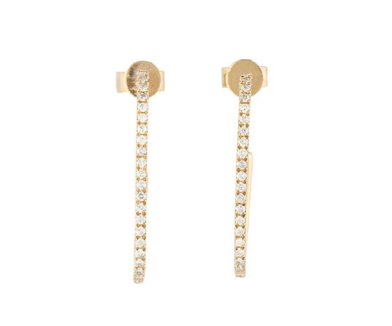 Ladies seaside shell earrings -New 0.51ctw Diamond Open Rectangular Shaped Hoop Earrings in 14K